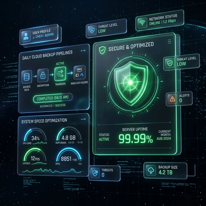 Website Maintenance, Uptime & Cloud Security Dashboard