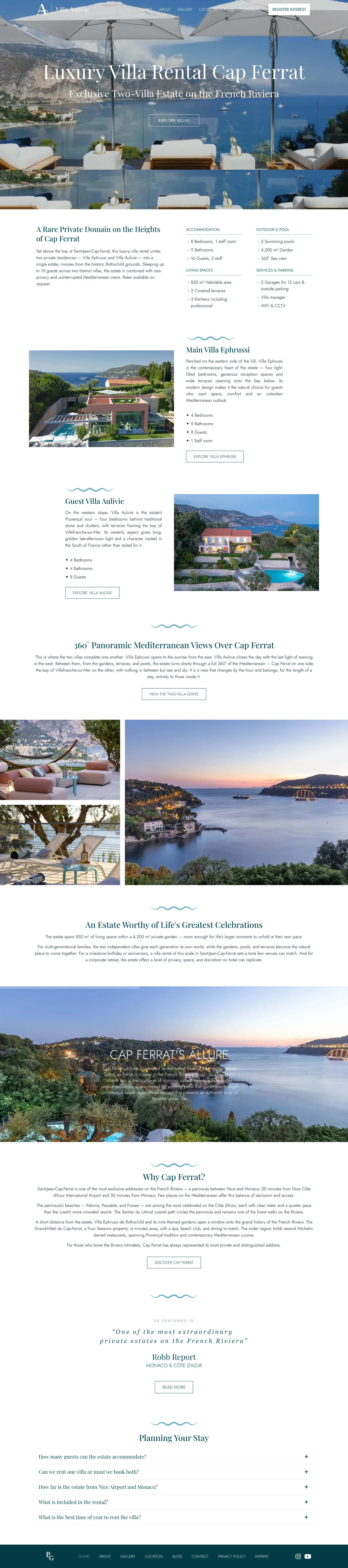Villa Aulivie Full Website Screenshot